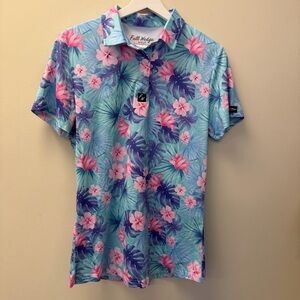 Full Wedge Golf Tropical Polo Shirt L Floral Print